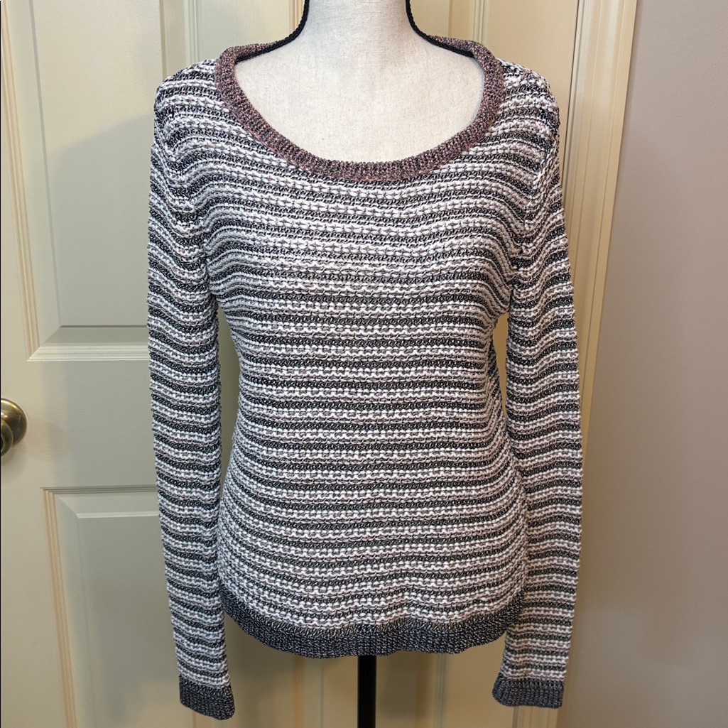 Rag & Bone Striped Metallic Pullover Scooped Neck Sweater Size S